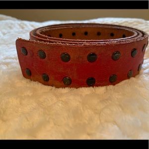 Red Leather Belt with Stud Detail
